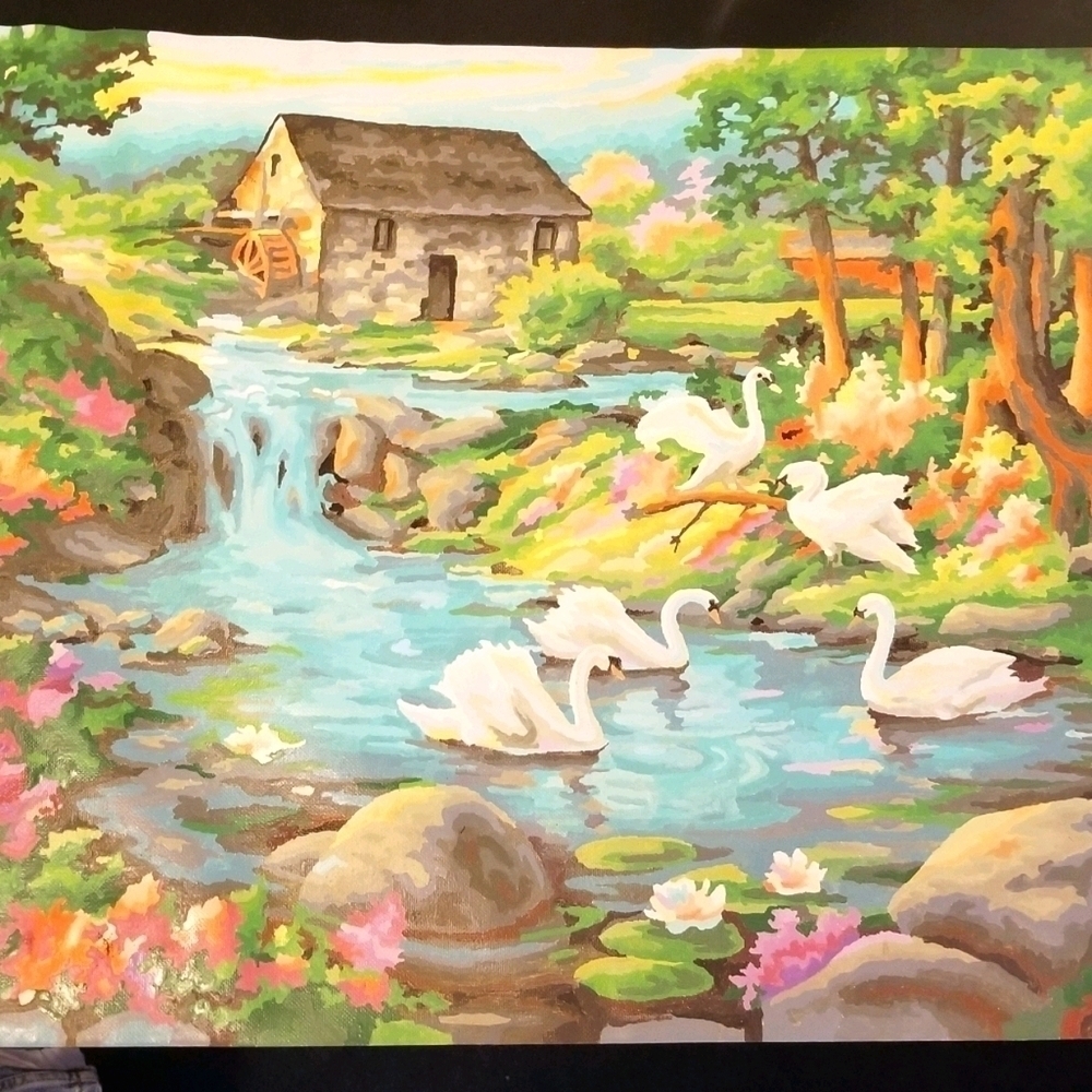 Vintage Swan Paint By Number Painting